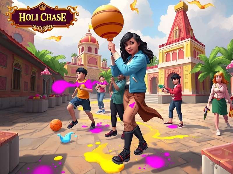 Colorful Holi Chase Characters